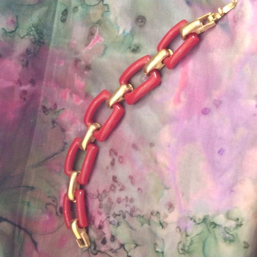 Monet red and gold bracelet